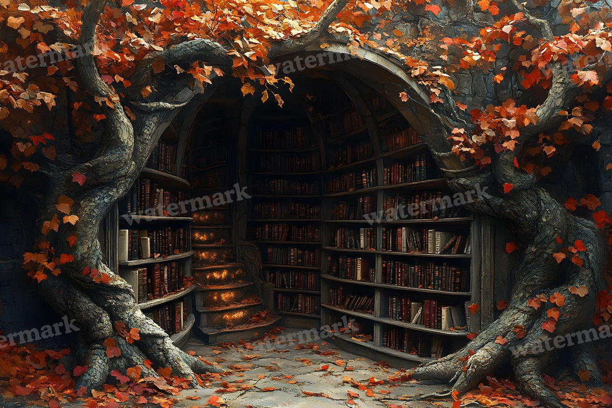 Whisper Library Forest digital photo backdrop for photo editing, preview 6