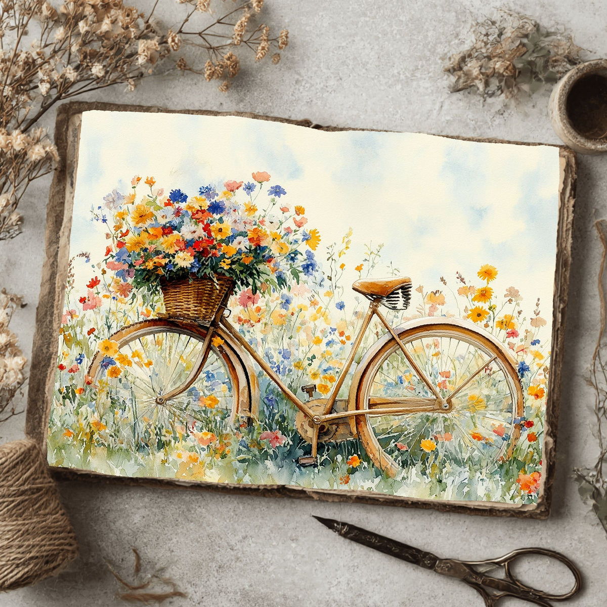 Wildflower Bicycle Basket Paper