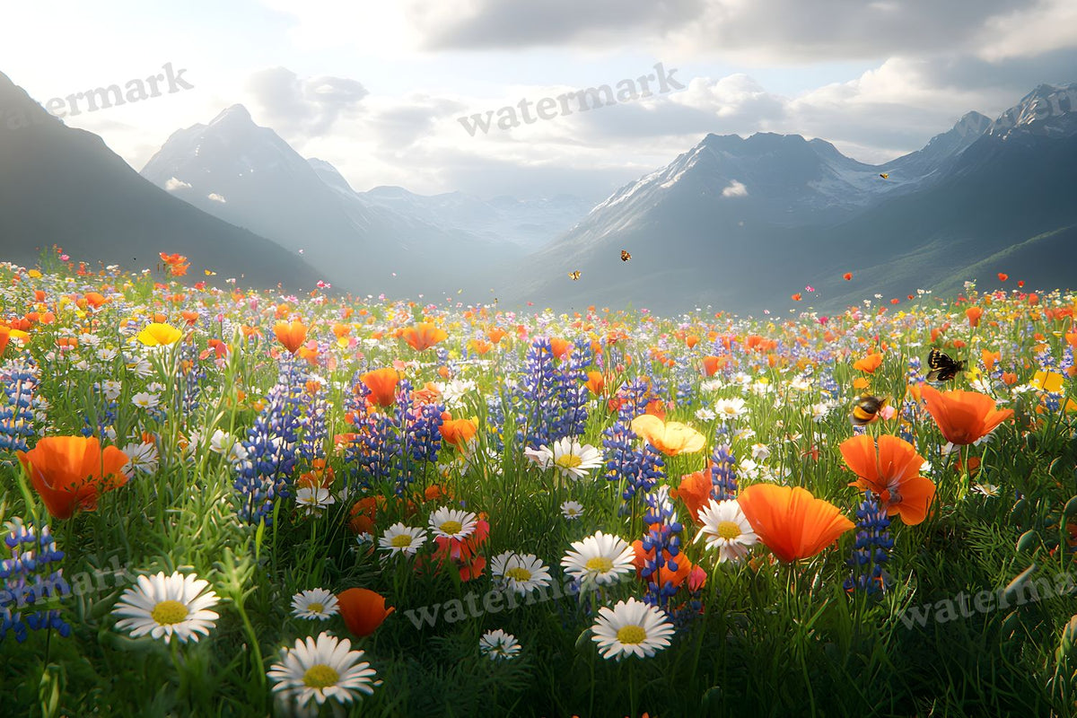 Wildflower Haven Botanical digital photo backdrop for photo editing, preview 6