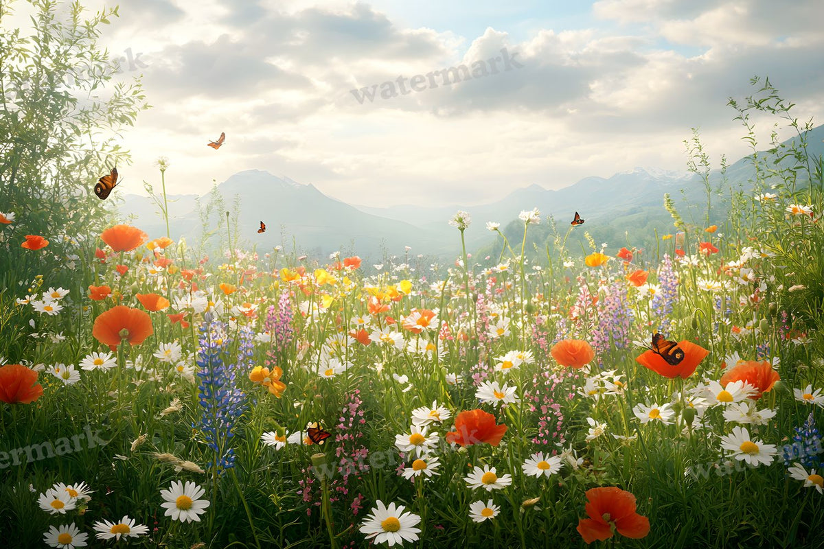 Wildflower Haven Botanical digital photo backdrop for photo editing, preview 6