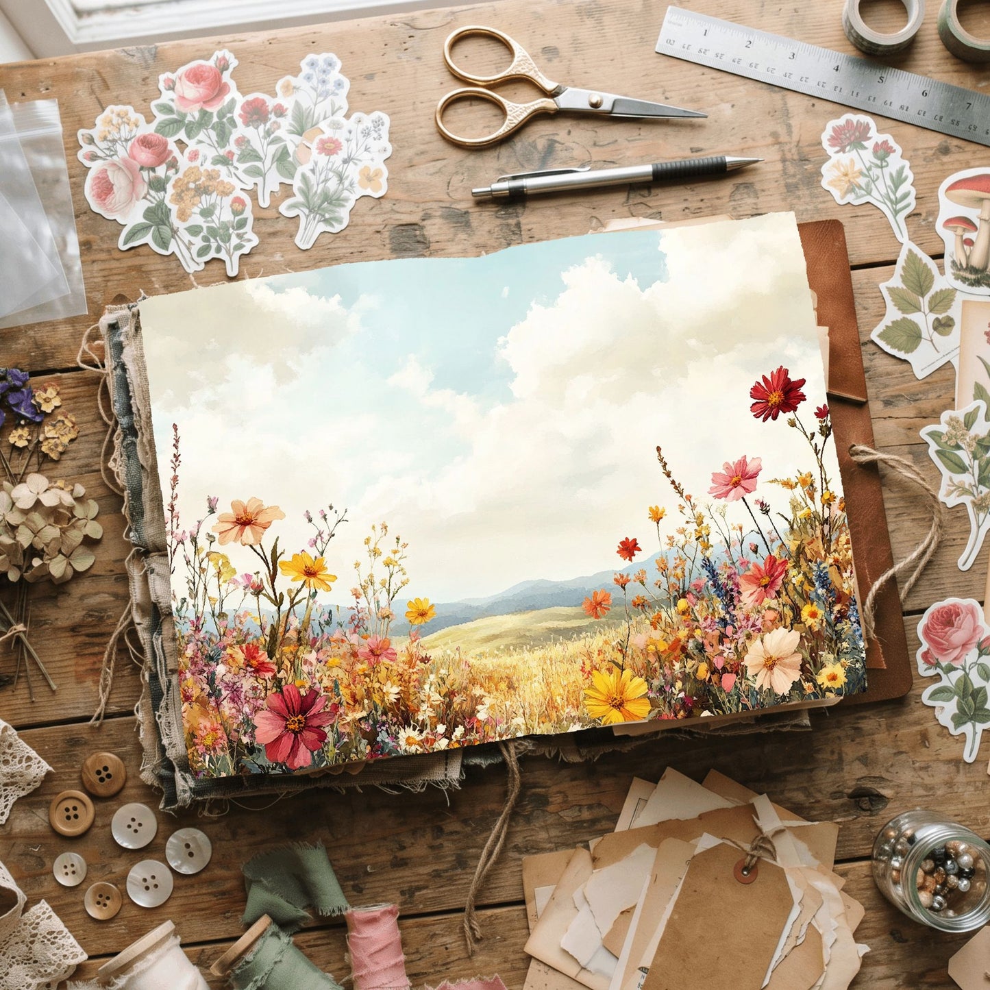 Wildflower Hillside Writing Paper