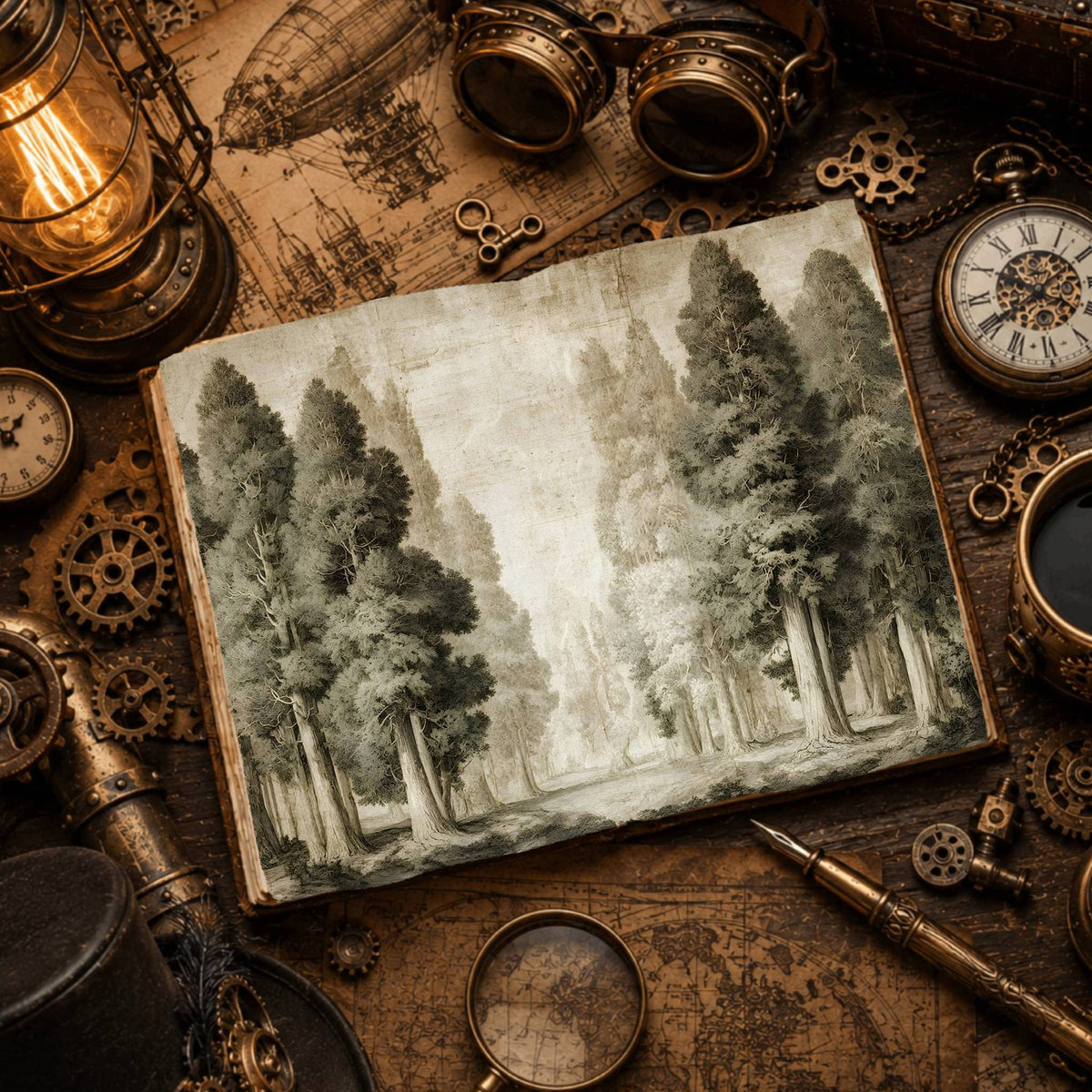 Ancient Forest Tall Trees Digital Papers