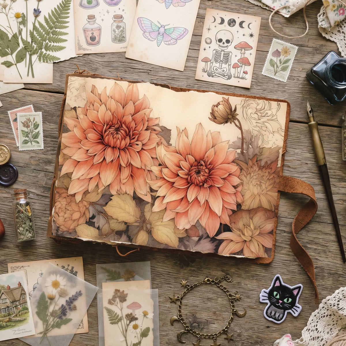 Autumn Dahlias Digital Papers