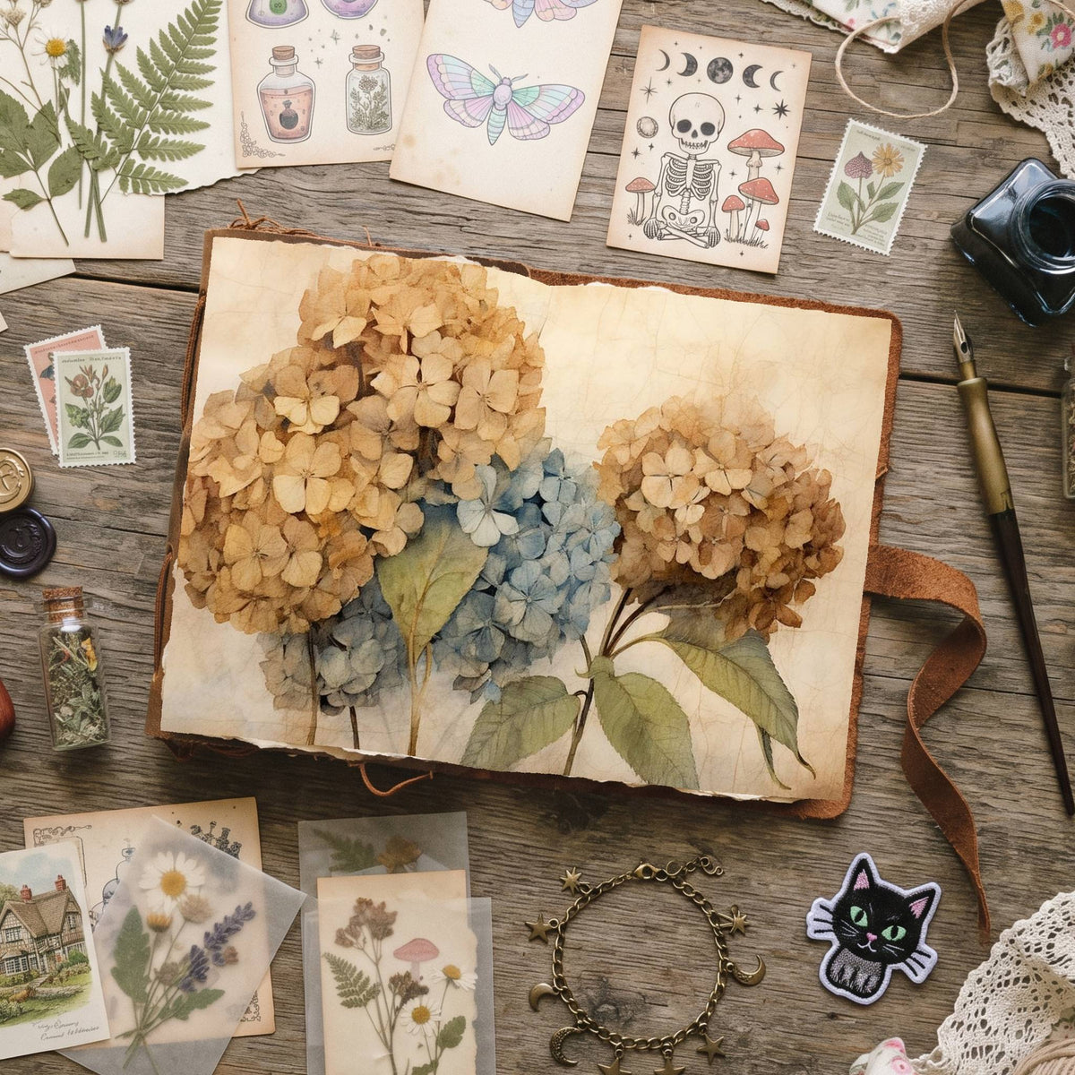 Autumn Hydrangea Digital Papers