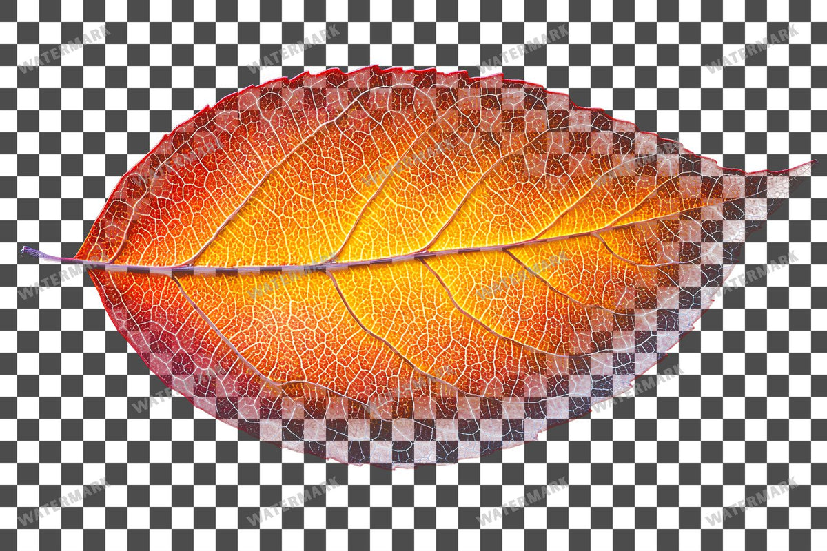 Autumn Sassafras Leaf Light Warm PNG overlay on a transparent checkered background, preview 7