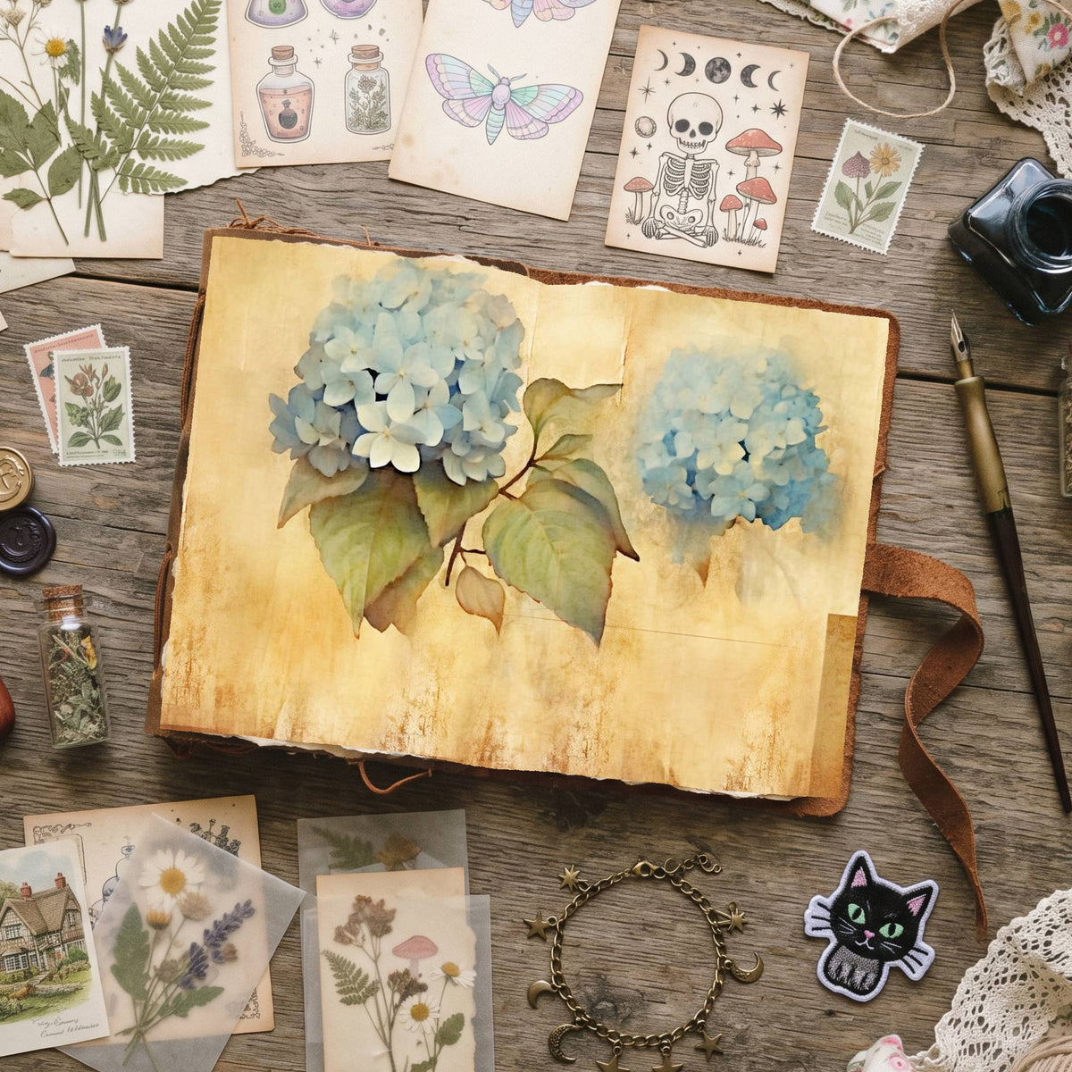 Blue Hydrangea Digital Papers