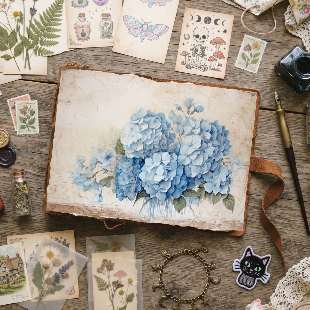 Blue Hydrangea Digital Papers