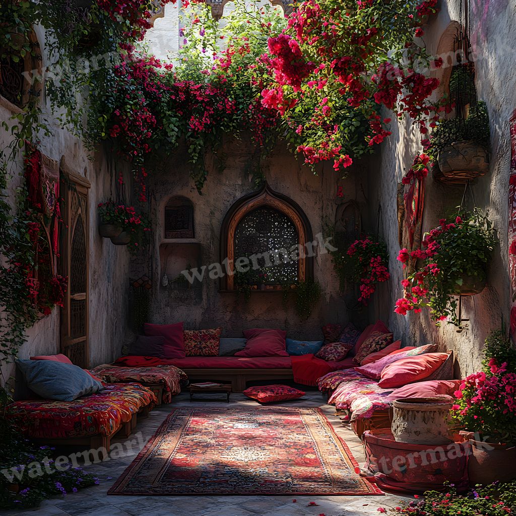 Bohemian Terrace digital photo backdrop for photo editing, preview 5