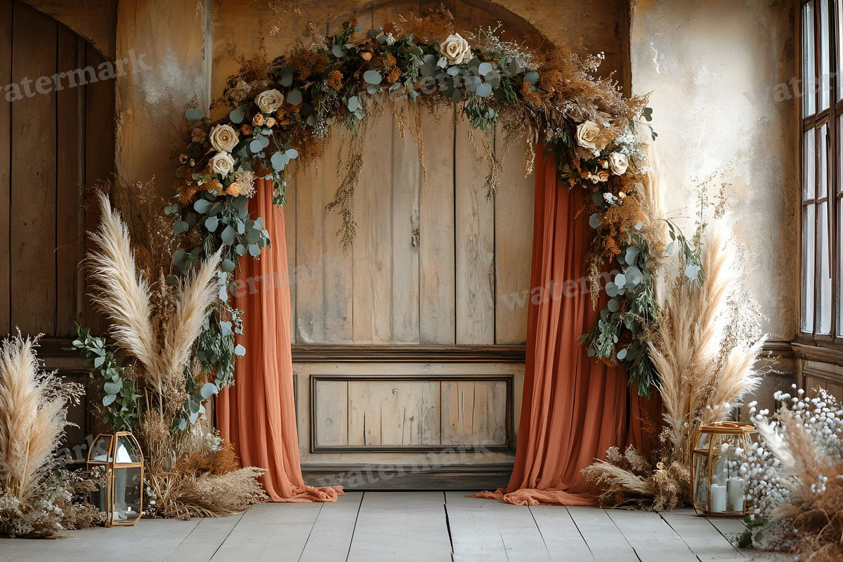 Boho Natural Wood Arch Backdrop Images