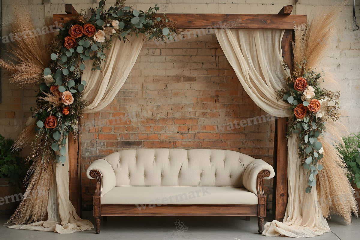 Boho Natural Wood Arch Backdrop Images
