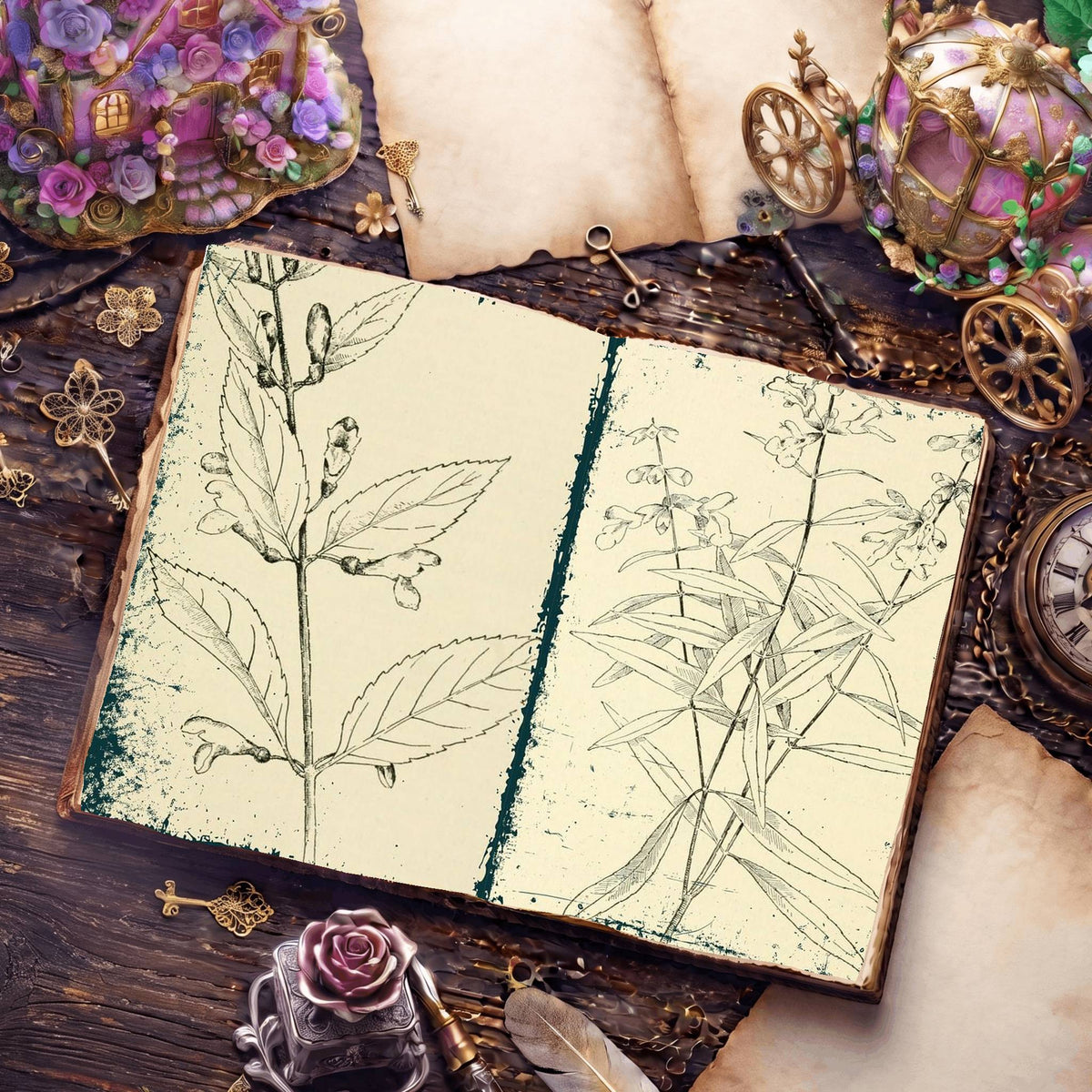 Botanical Sketches Digital Papers