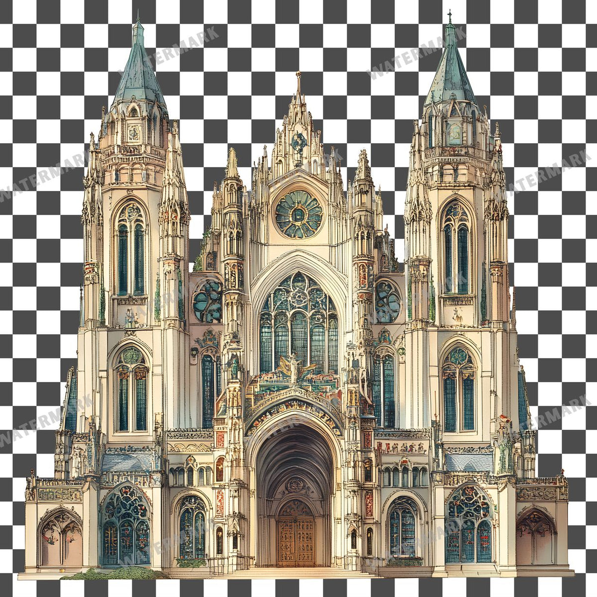 Cathedral Vintage Style Clipart Pngs
