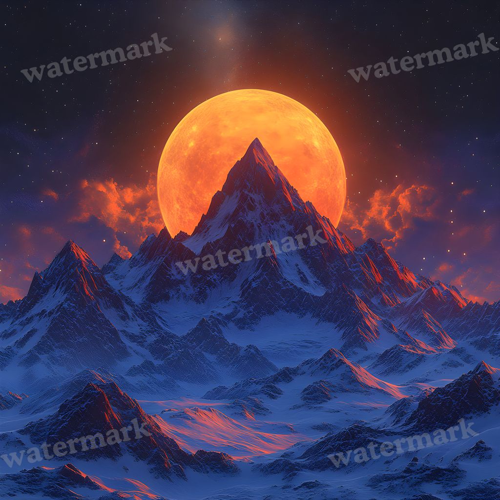 Celestial Moonlit digital photo backdrop for photo editing, preview 6