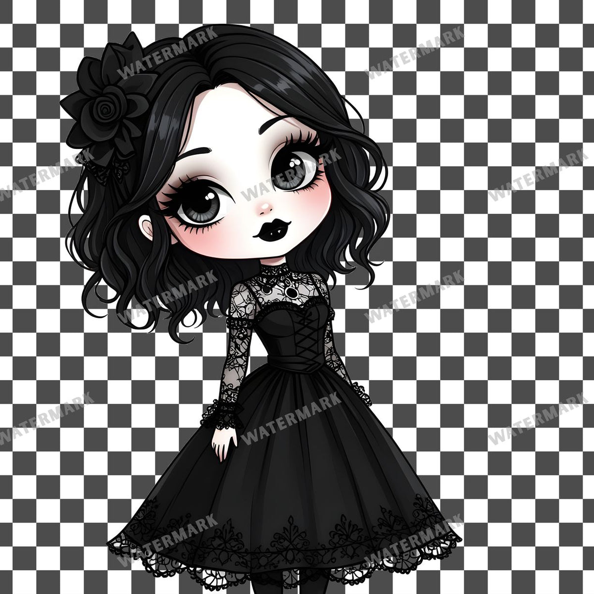Chibi Goth Girl Clipart Pngs