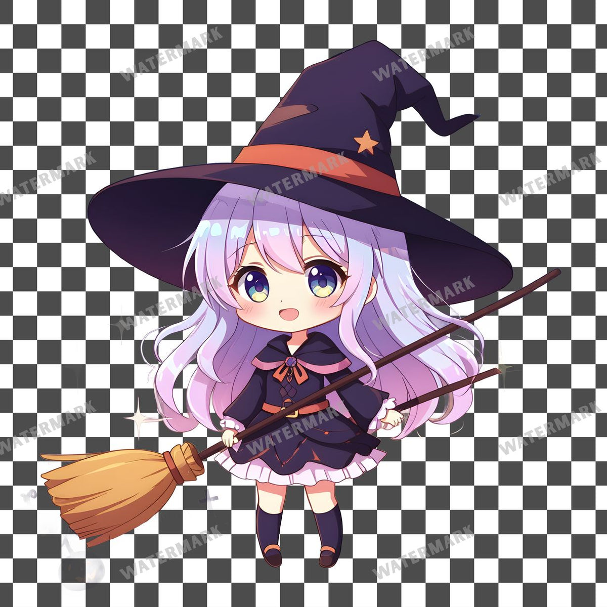 Chibi Witch Girl Clipart Pngs