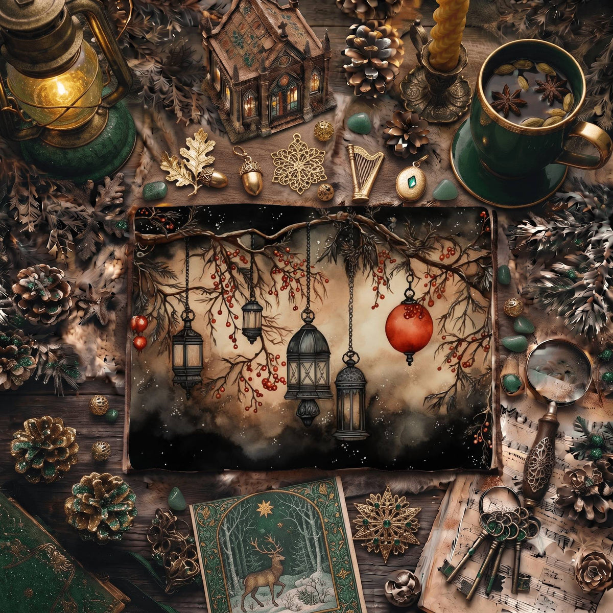 Christmas Lanterns Digital Papers