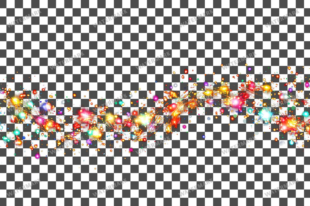 Christmas Lights PNG overlay on a transparent checkered background, preview 7
