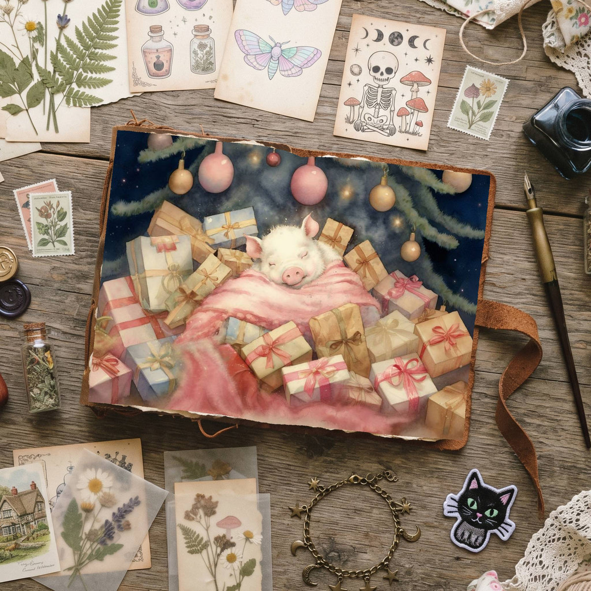Christmas Piglets Digital Papers
