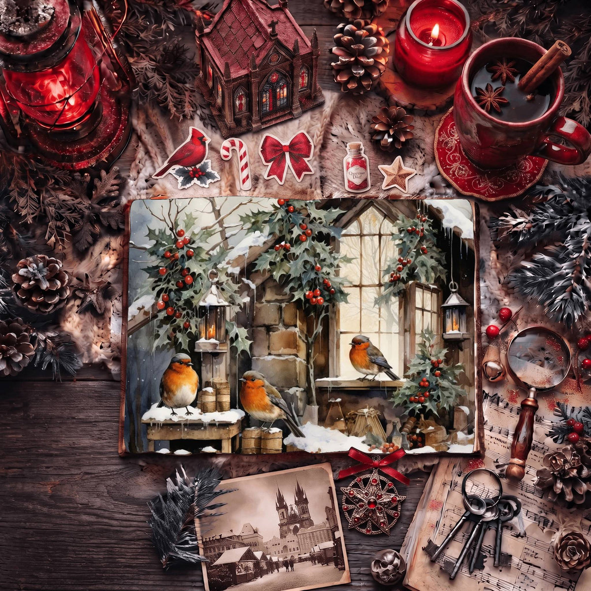 Christmas Robins Digital Papers