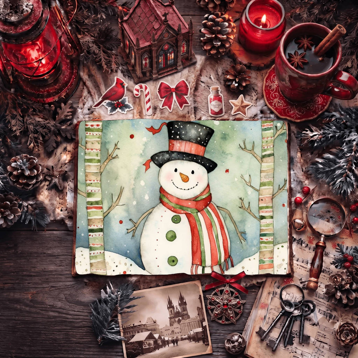 Christmas Snowman Digital Papers
