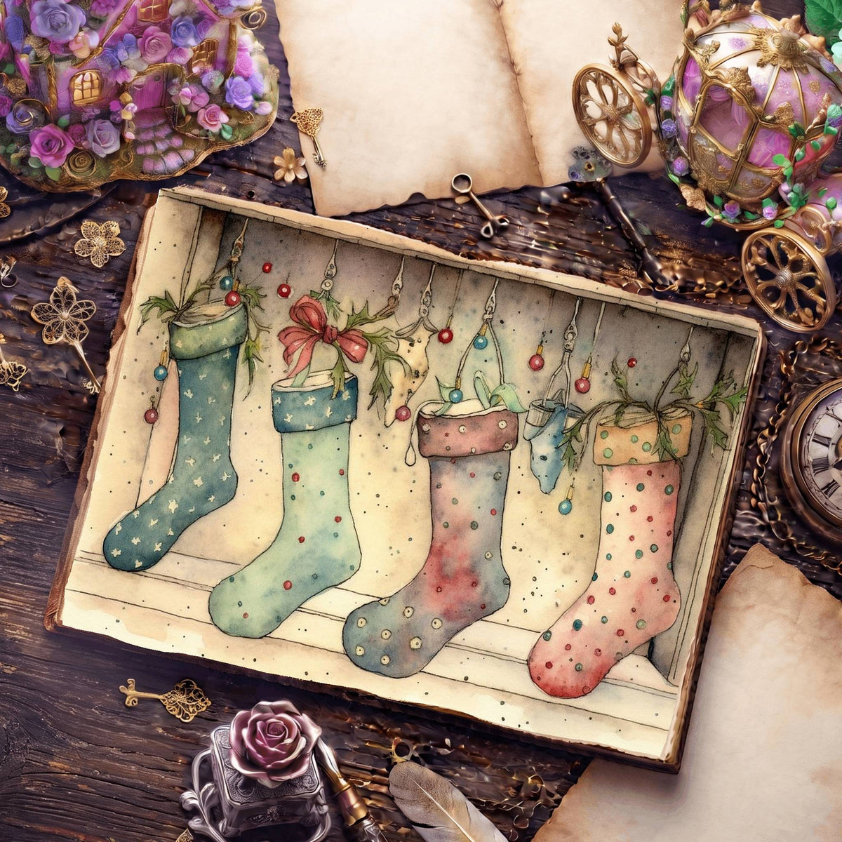 Christmas Stockings Digital Papers