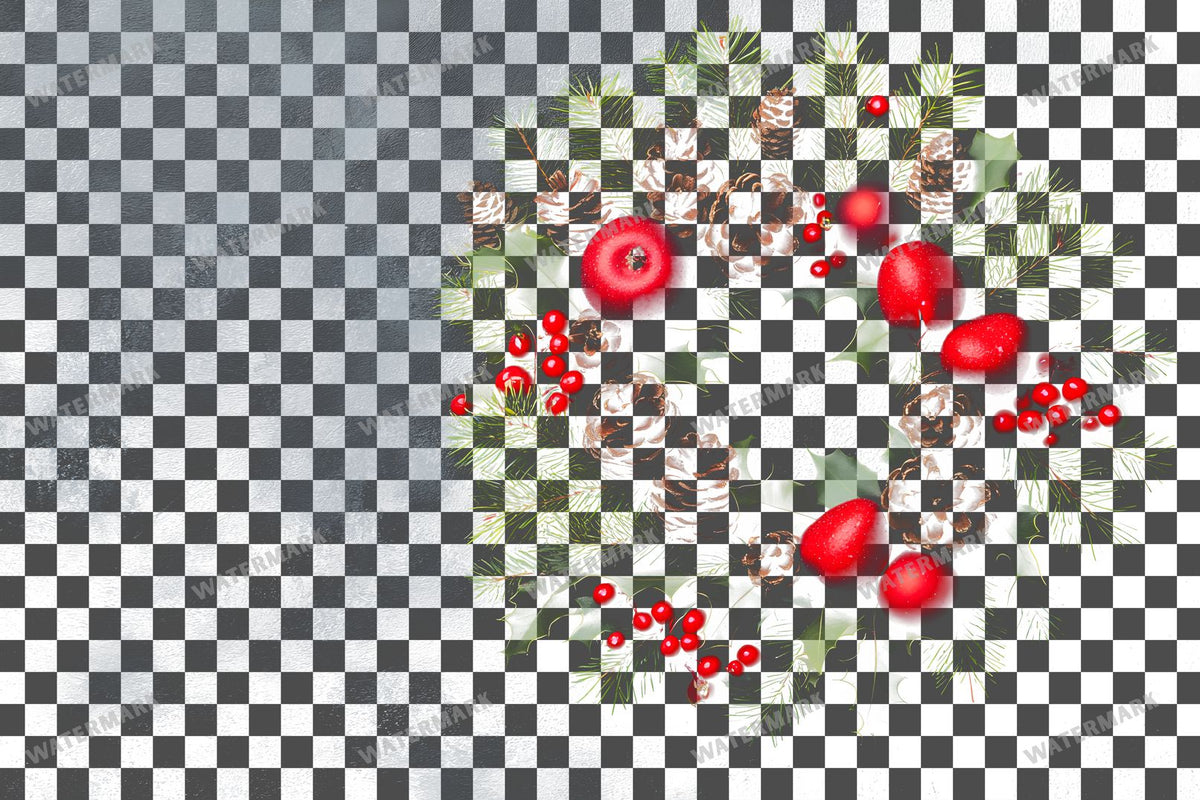 Christmas Wreath PNG overlay on a transparent checkered background, preview 7