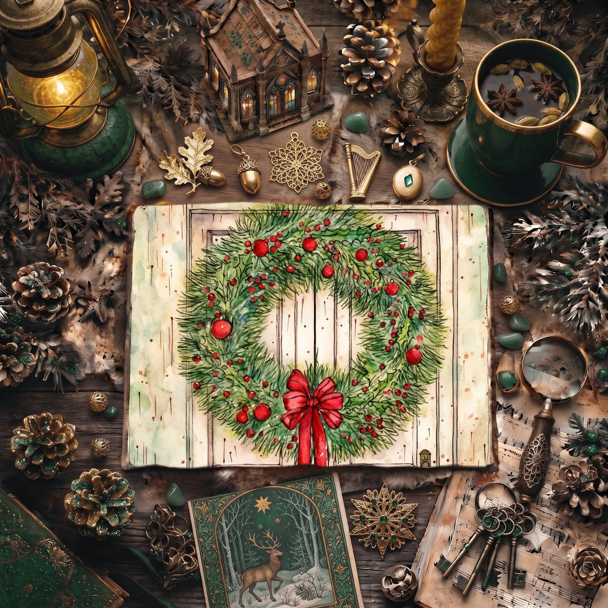 Christmas Wreaths Digital Papers