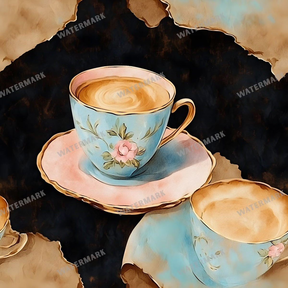 Coffee seamless pattern digital paper, repeating design 7