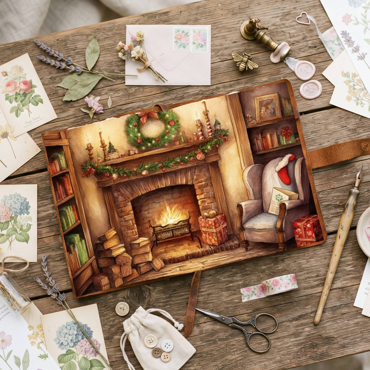 Cosy Christmas Fireplace Digital Papers