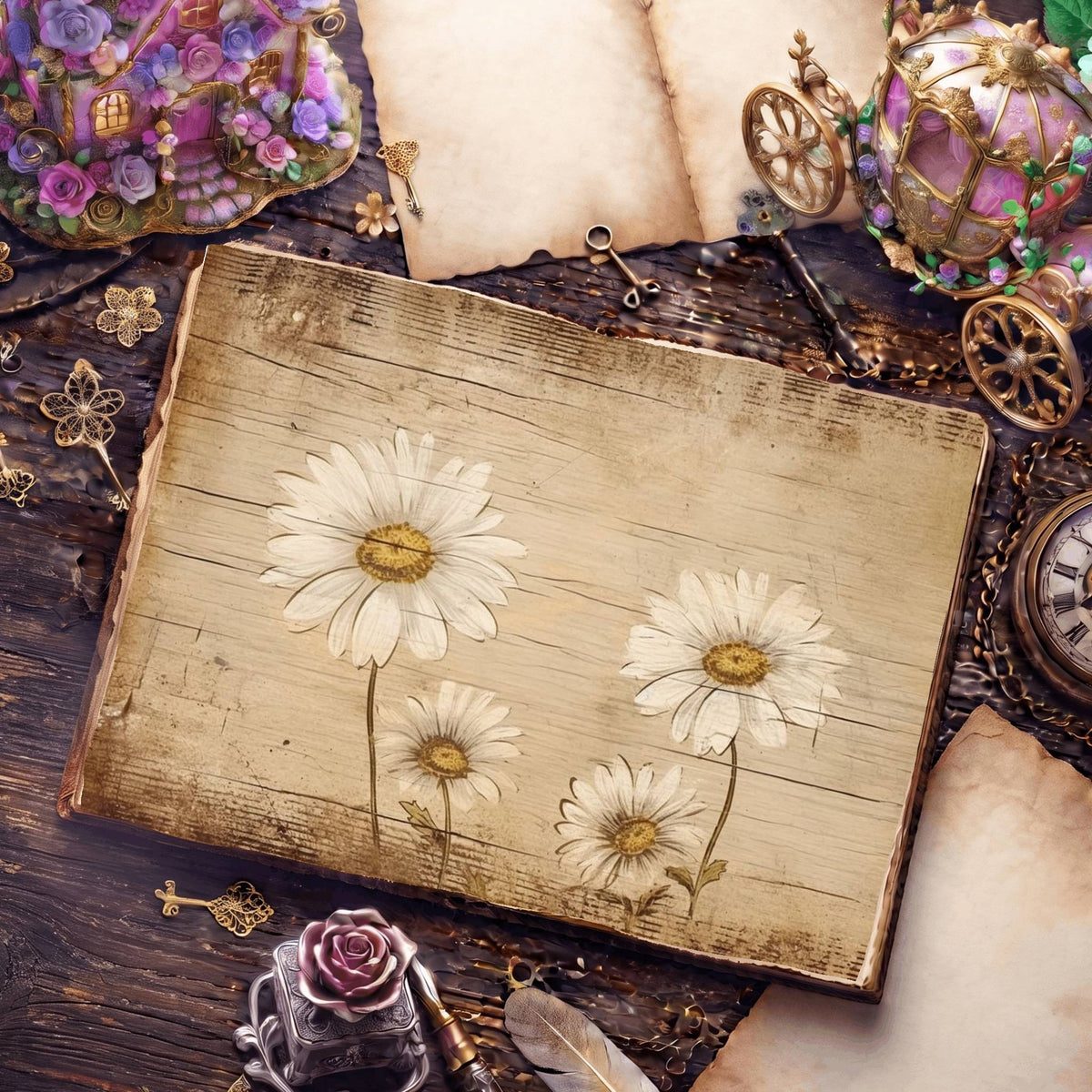 Daisy Flowers Digital Papers