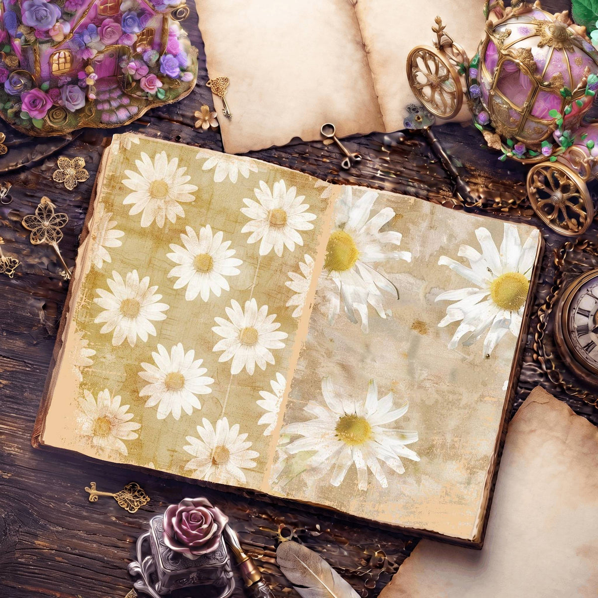 Daisy Flowers Digital Papers