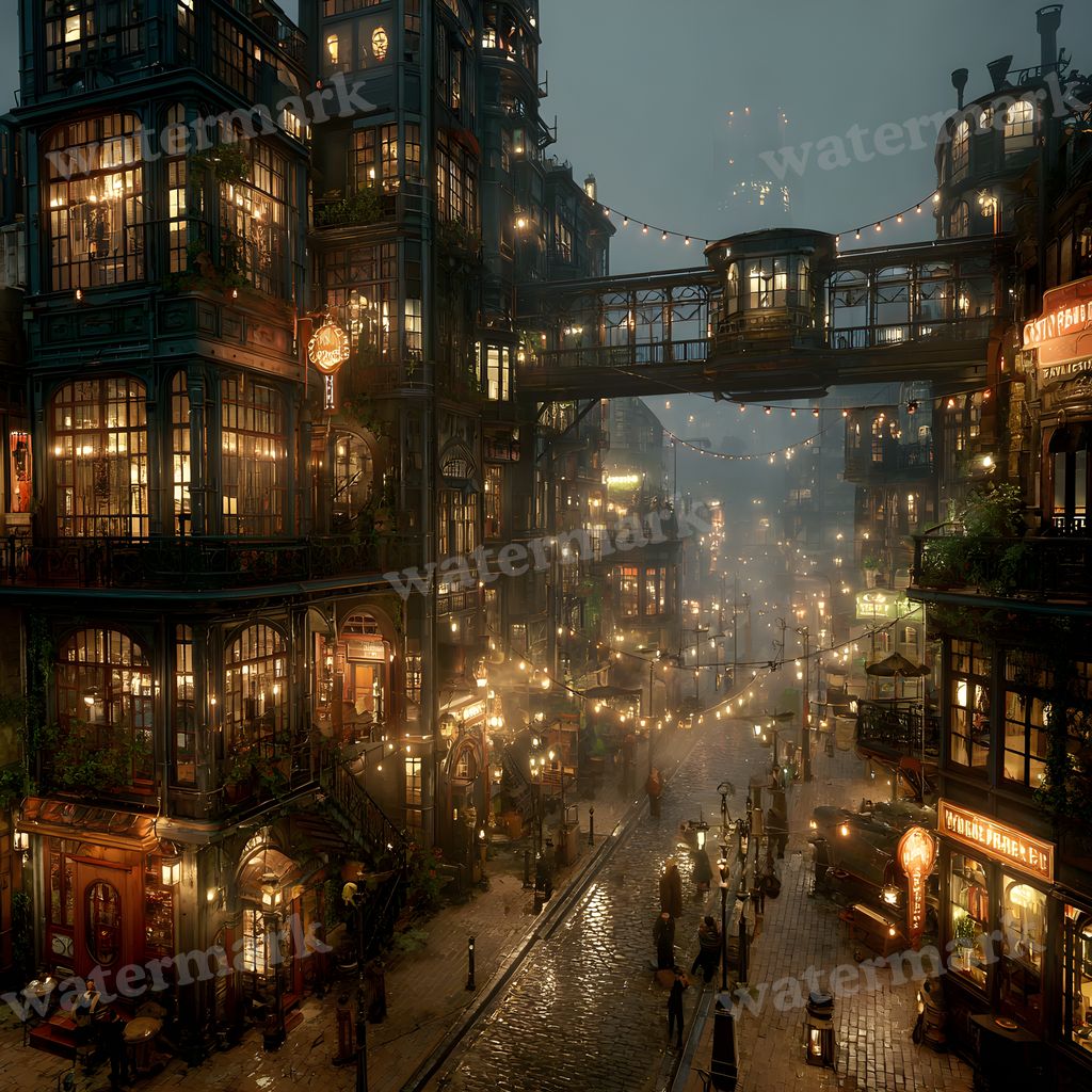 Dark Steampunk City Atmosphere Backdrop Images