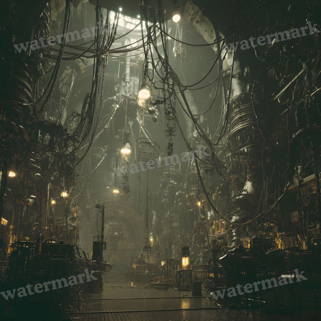 Dark Steampunk Factory Night Backdrop Images