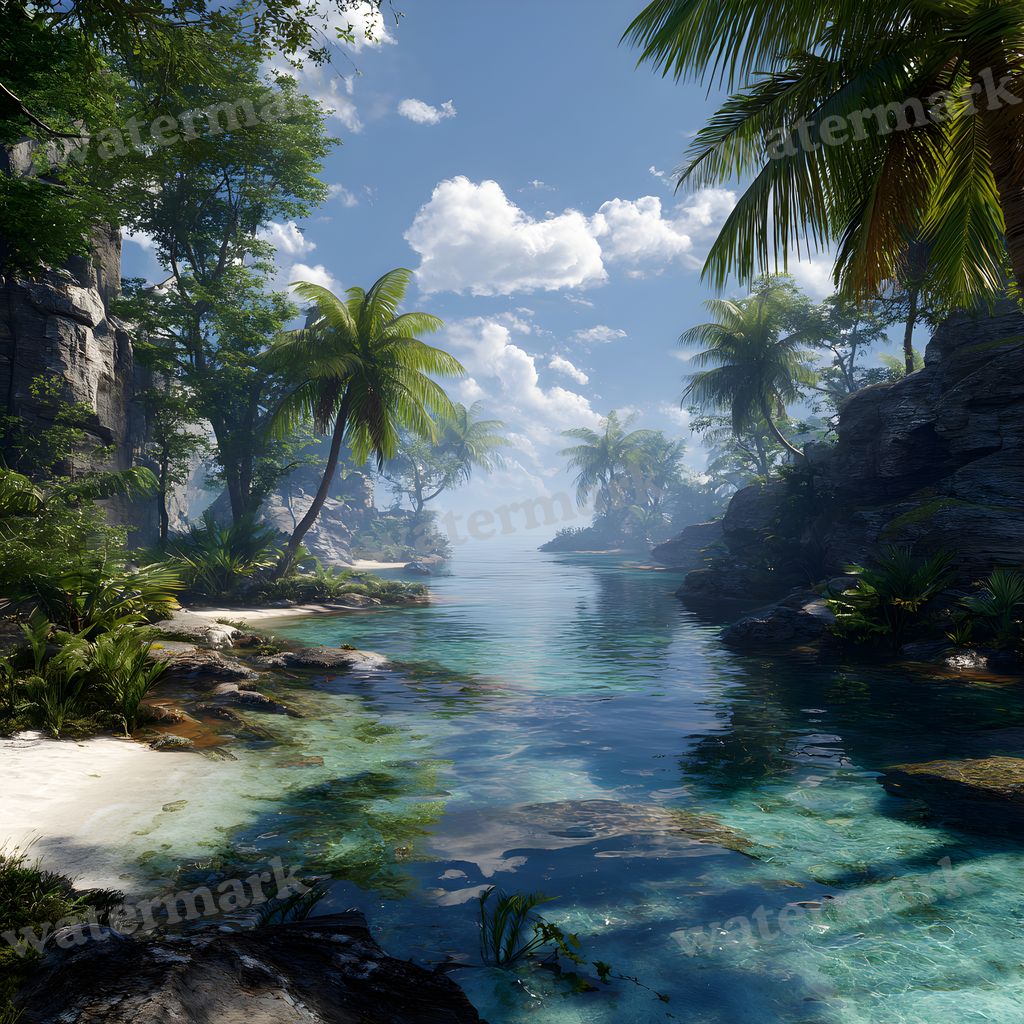 Detailed Tropical Landscape Backdrop Images