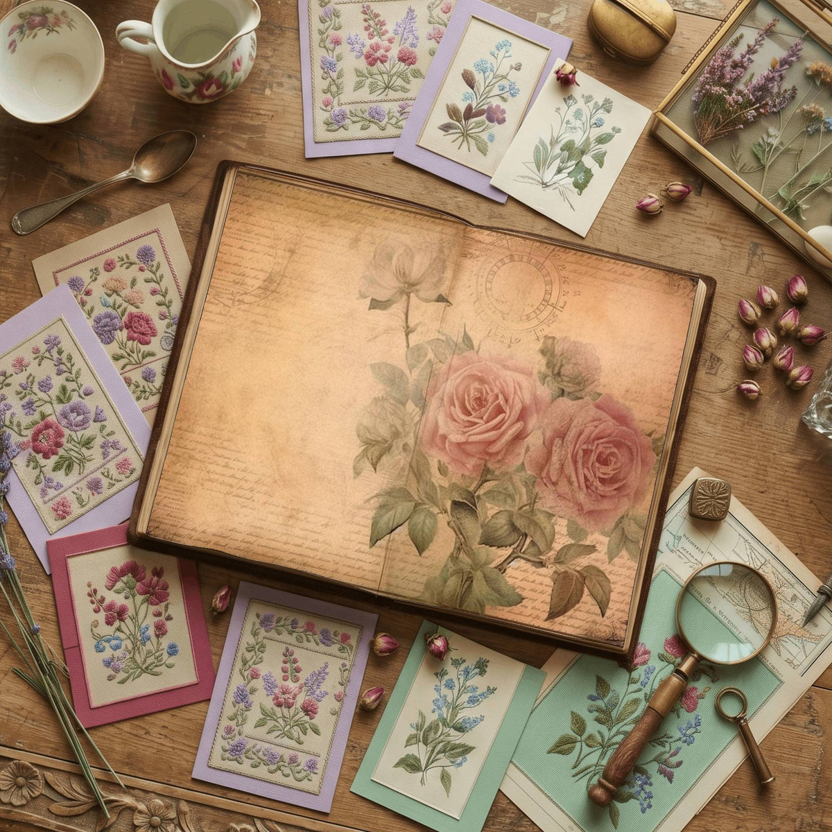 Faded Pink Roses Digital Papers
