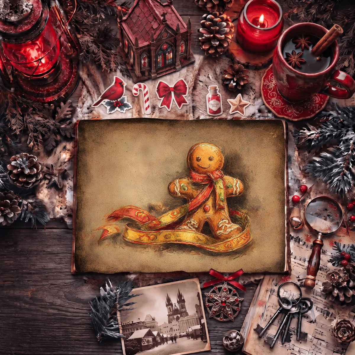 Festive Holiday Gingerbread Man Digital Papers