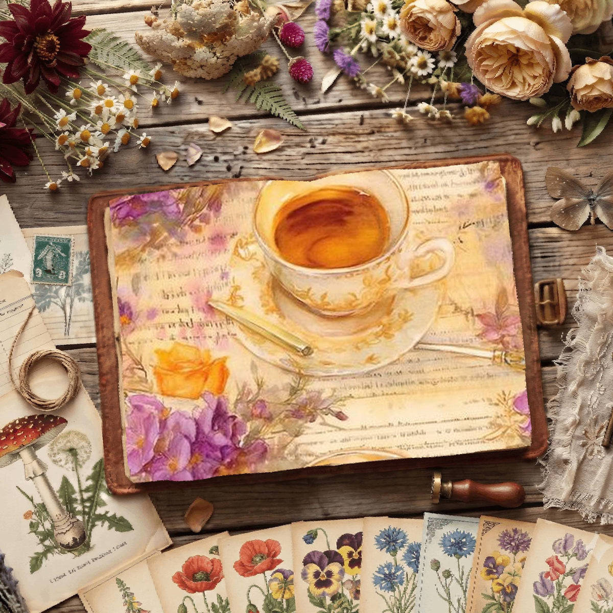 Floral Coffee Digital Papers