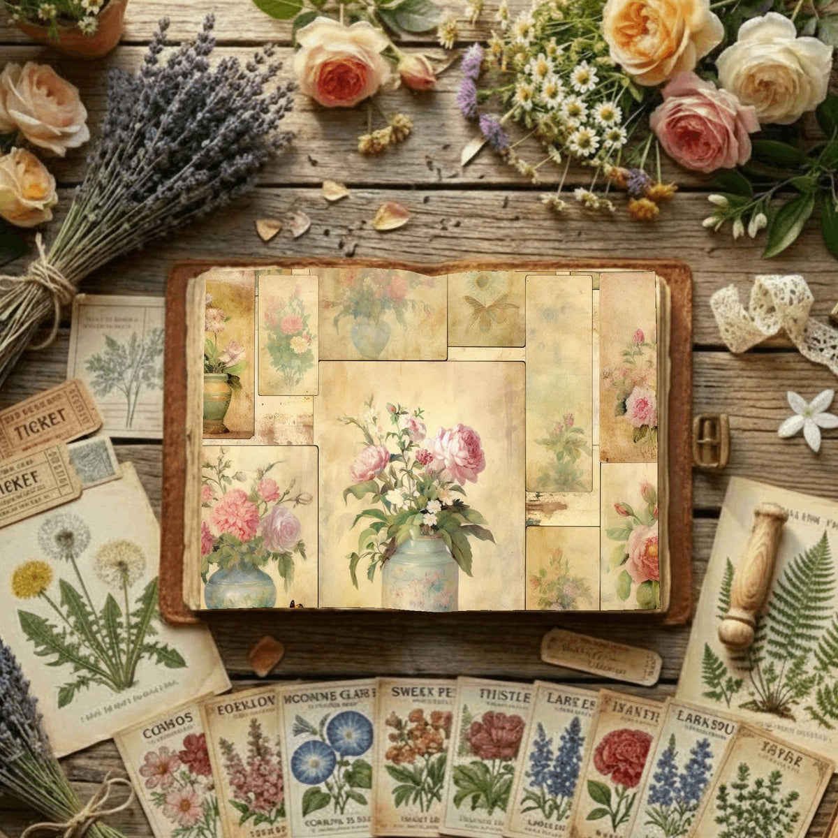 Floral Collage Digital Papers
