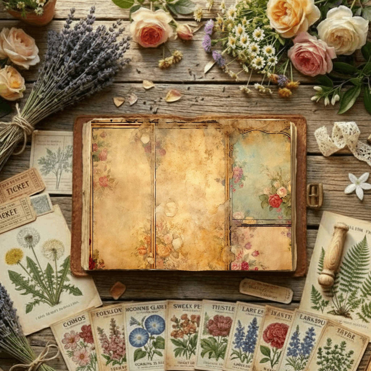 Floral Collage Digital Papers