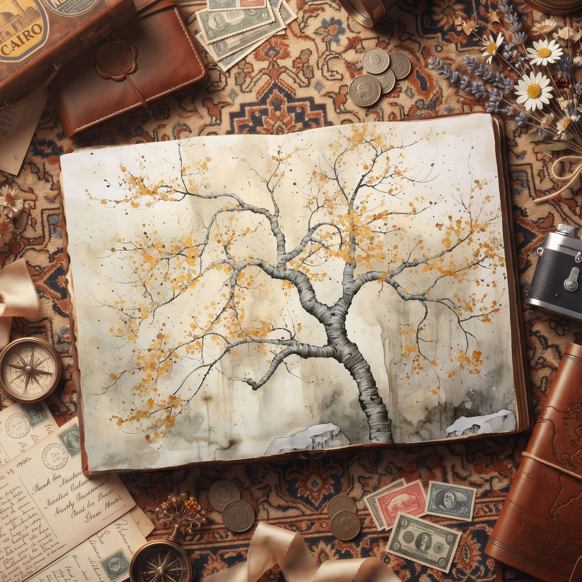 Gingko Trees Digital Papers