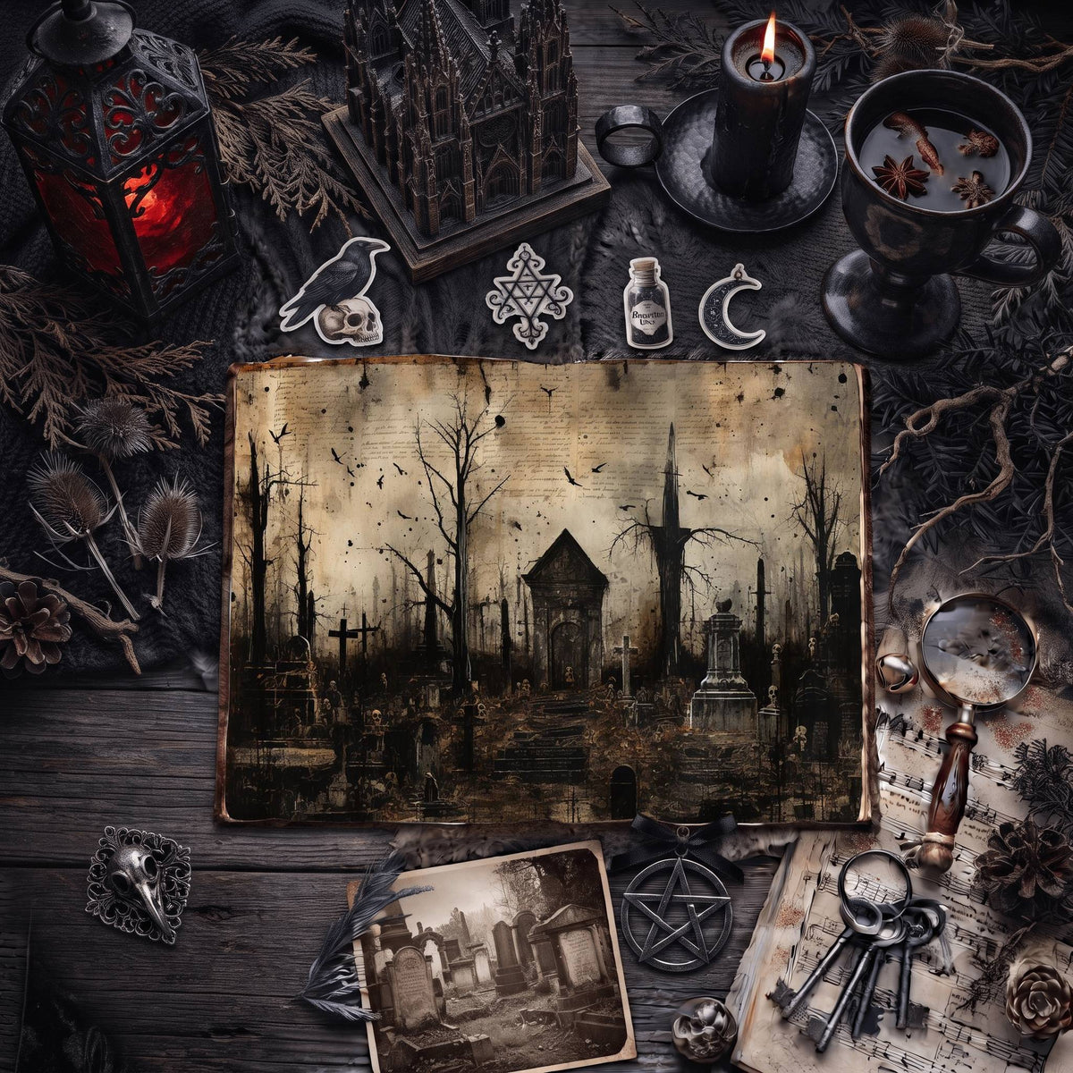 Gothic Cemetery Digital Papers