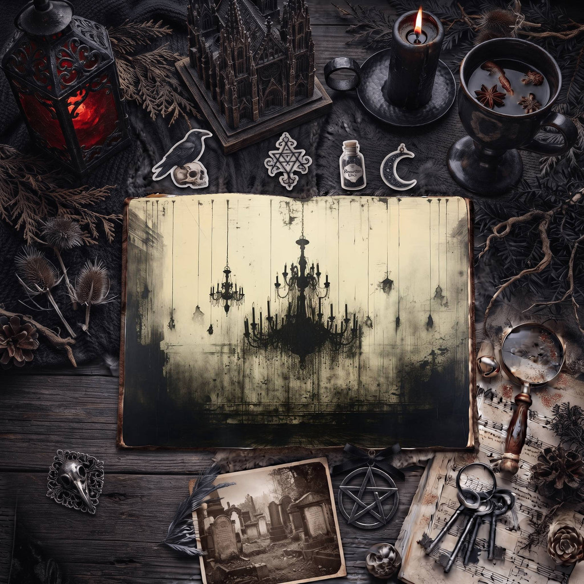 Gothic Chandeliers Digital Papers