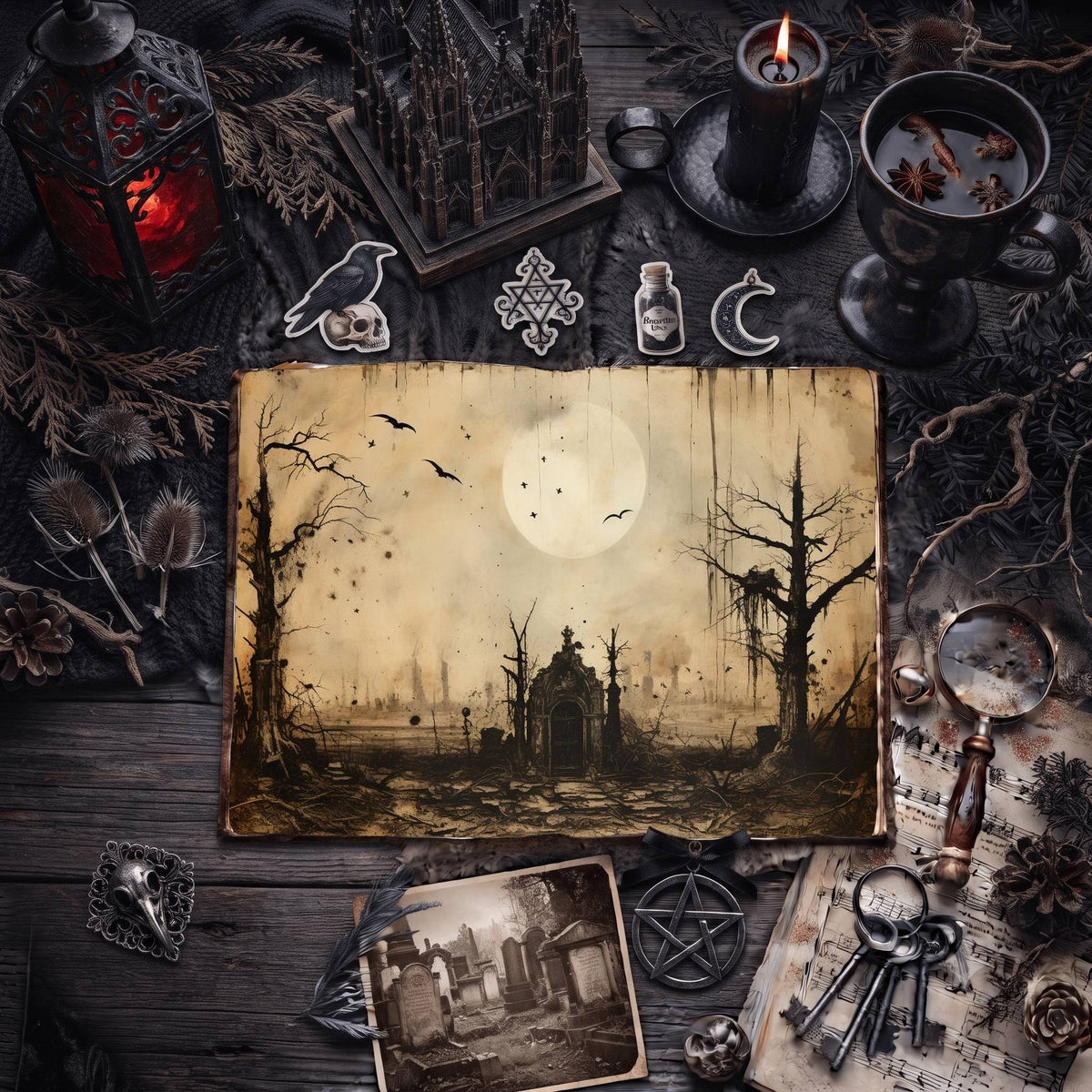 Gothic Moon Digital Papers