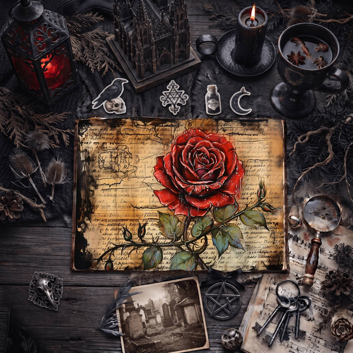 Gothic Roses Digital Papers