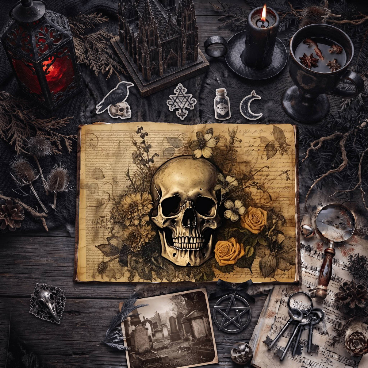 Gothic Skulls Digital Papers