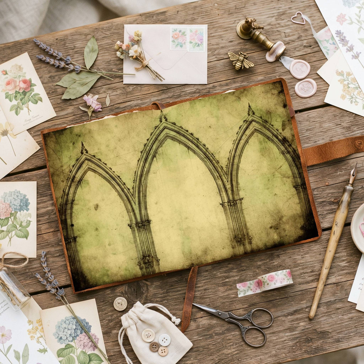 Green Arches Digital Papers