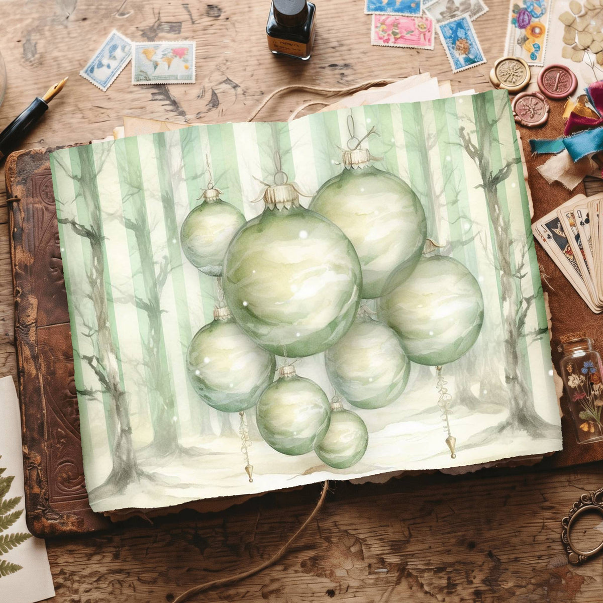 Green Christmas Digital Papers