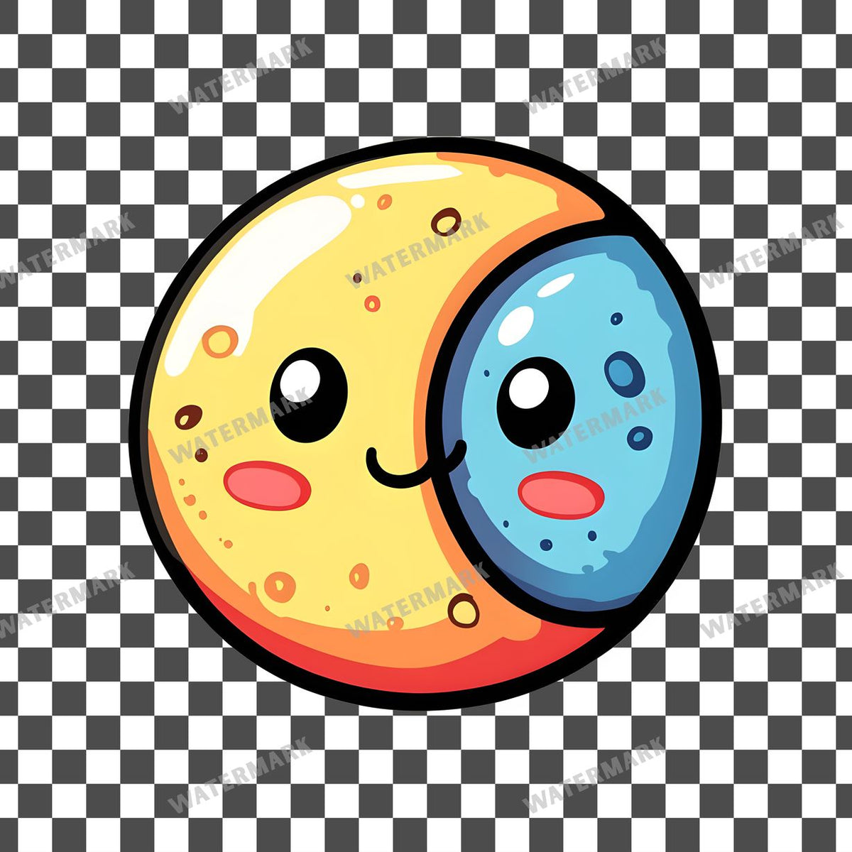 Half Moon Kawaii Style Clipart Pngs