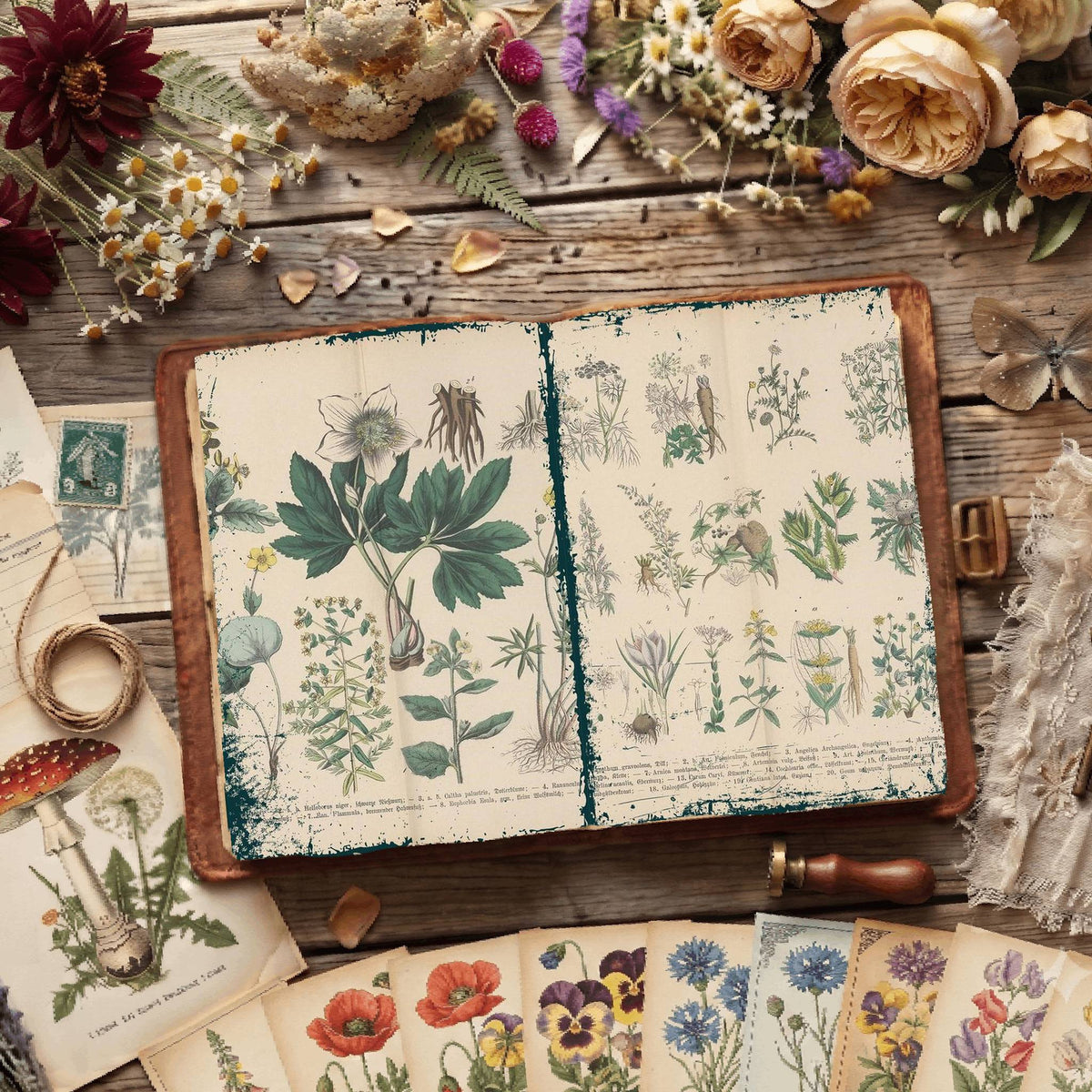 Herbal printable junk journal paper, page preview 7