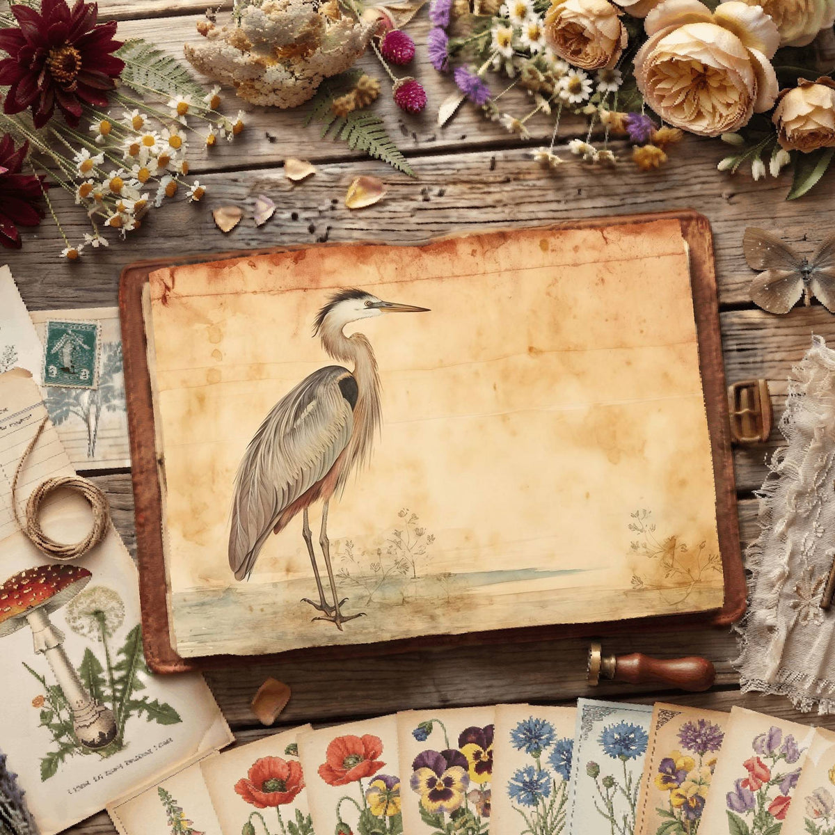 Heron Birds Digital Papers